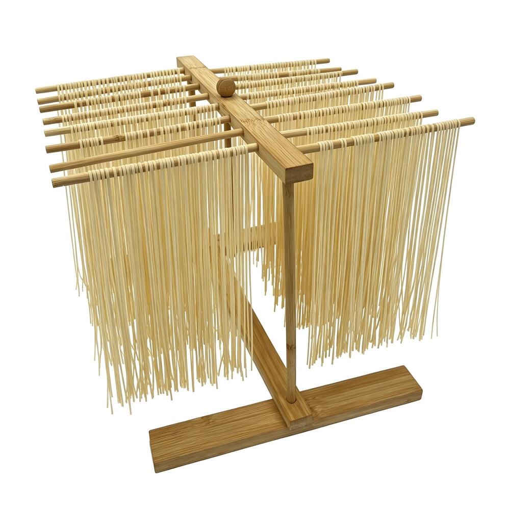 Bamboo Pasta Drying Rack Collapsible Noodle Dryer Homemade Fresh Spaghetti Maker